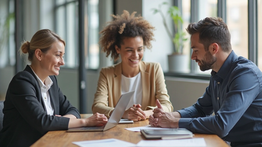Команда профессионалов работает совместно за столом с ноутбуками и документами