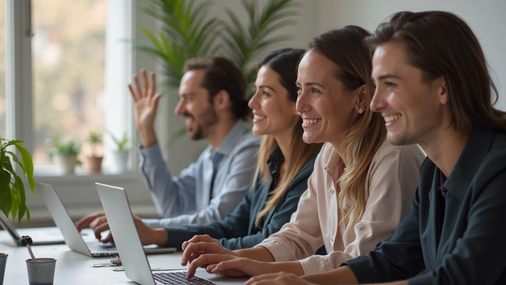 Профессиональная команда участвует в видеоконференции на рабочих местах