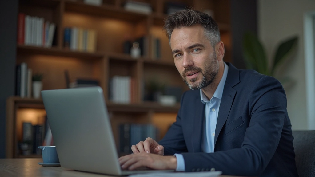 Уверенный лидер проводит презентацию перед своей командой во время видеовстречи