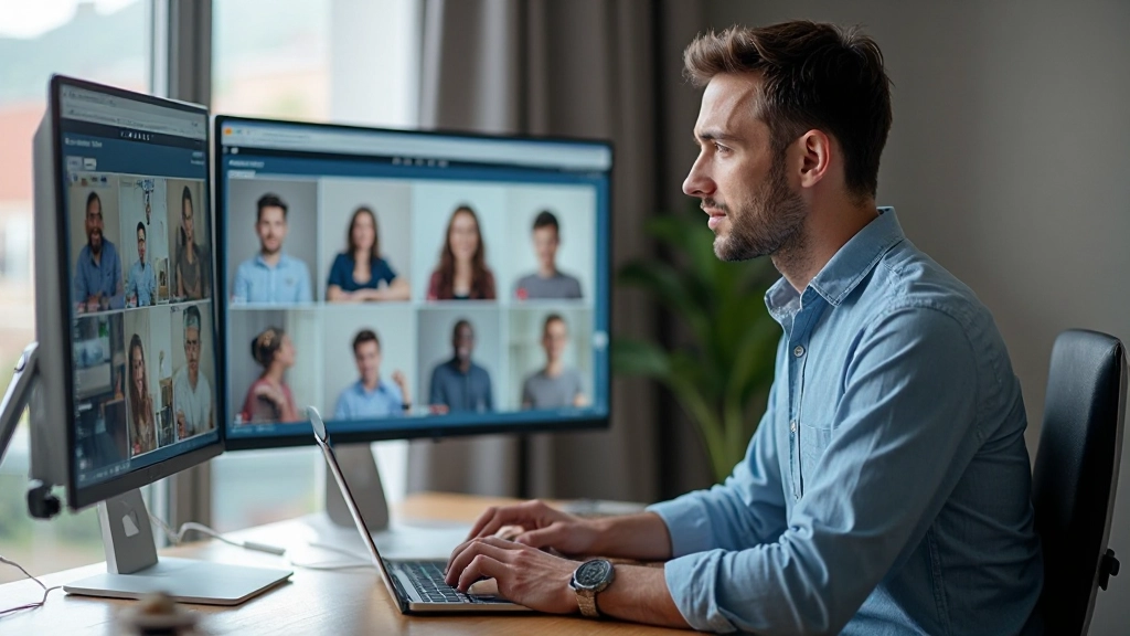 Рабочий стол с компьютером, открытыми приложениями для совместной работы